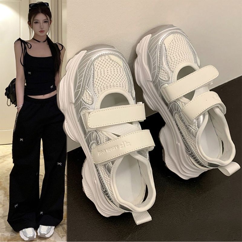 Outdoor Sport With Sticks - Sandalias de Plataforma Metálicas Plateadas con